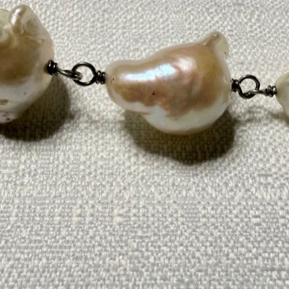 White Baroque Pearls Necklace Adjustable Sterling Silver Chain 17”-19” New - Picture 4 of 8
